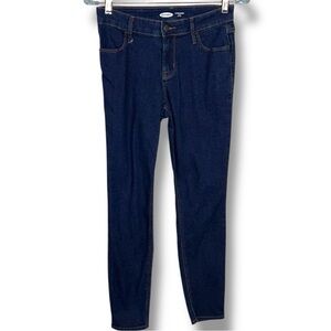 Size 2 Old Navy Super Skinny Ankle Mid Rise Stretch Jeans Dark Blue Denim